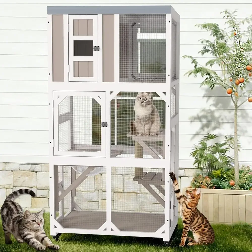 Cat Scratching Post - Kandang Kucing Luar Ruangan dengan Roda,