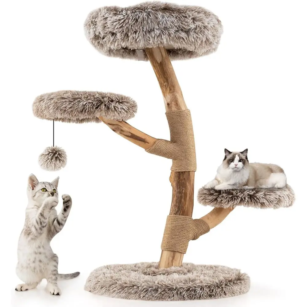 Cat Scratching Post - Menara Kucing Kayu Multi-Tingkat dengan Tiang