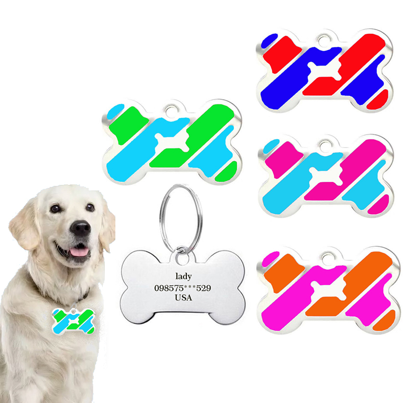 Pet Supplies List - Kalung Kartu Identitas Tulang Kustom Multiwarna