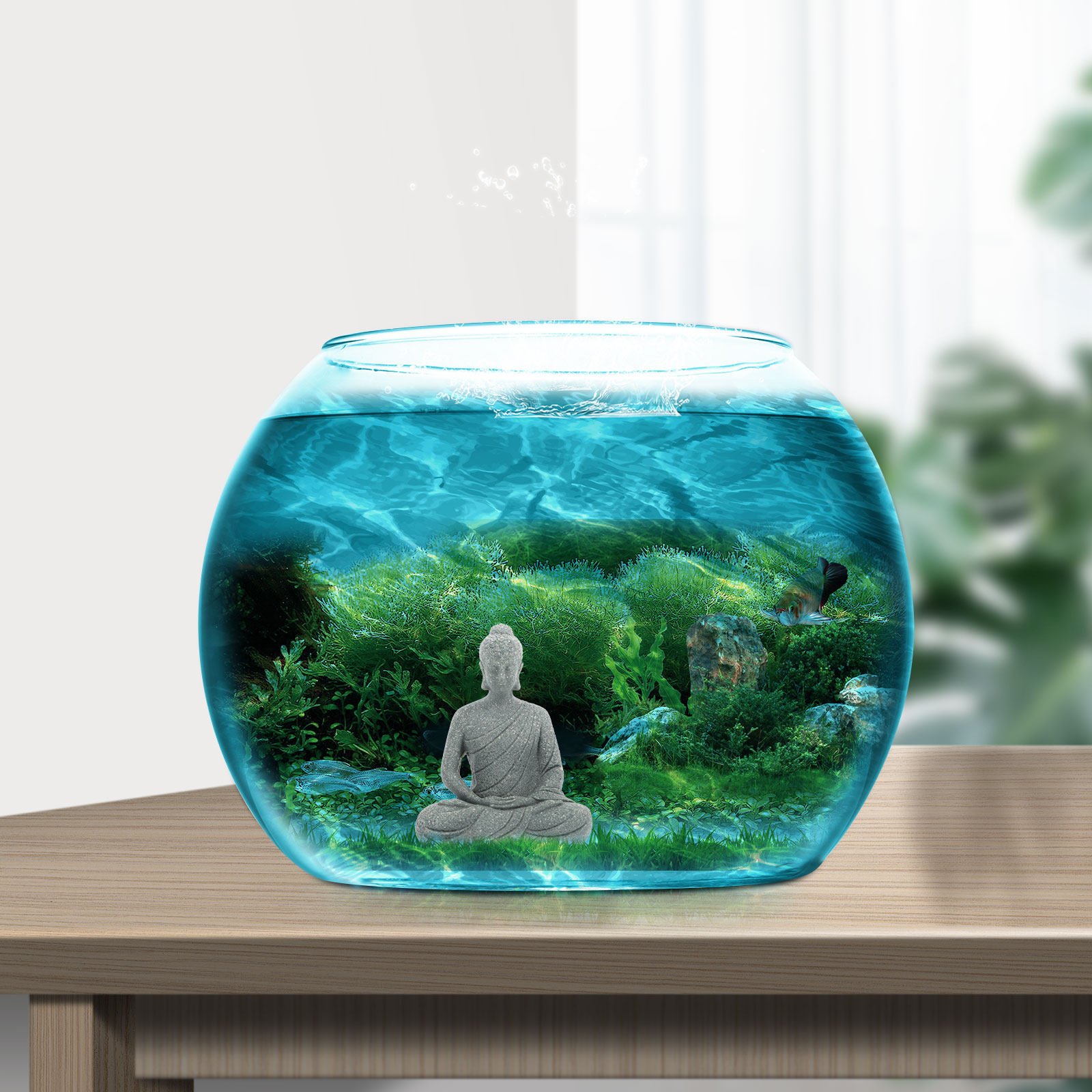 Patung Buddha Mini Resin Dekor - Aquarium Fish Tank ulasan dan harga